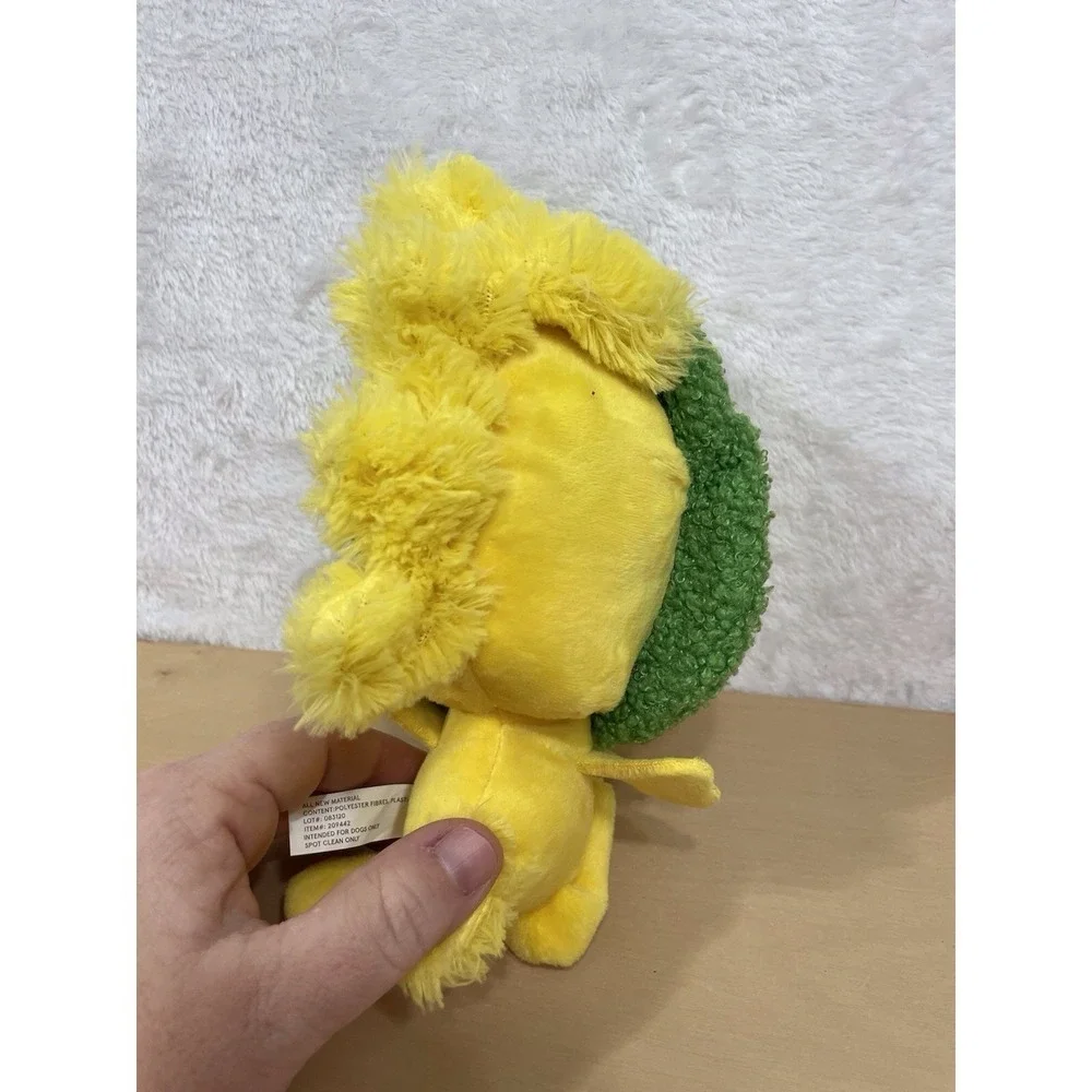 BARK Plush Dog Toy Yellow Bird w/ Christmas Wreath & Red Bow Holiday Squeaky